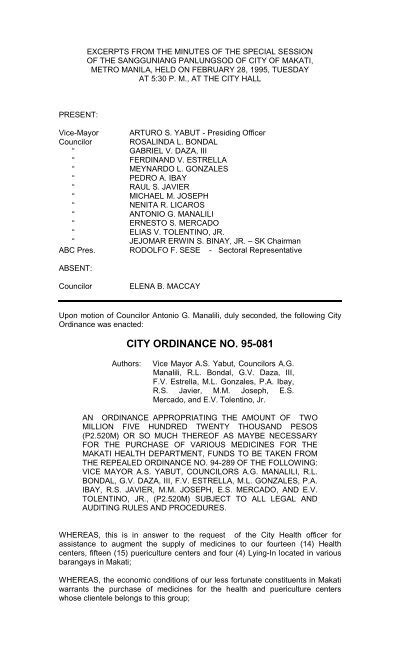 MAKATI CITY ORDINANCE NO. 2013.